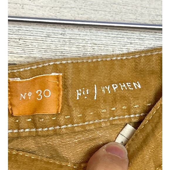 Pilcro Women’s 30 Mustard Linen Blend Straight Leg Casual Pants Zip Front - Picture 3 of 6